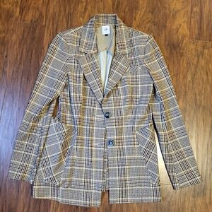 CAbi Plaid Notch Collar houndstooth Blazer Jacket